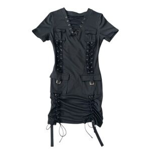 Black Sexy Lace Up Grommets Romper Size XS